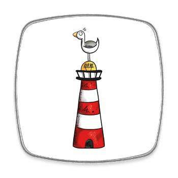 Möwe auf dem Leuchtturm - Nordsee - Geschenk - Viereckiger Kühlschrankmagnet - Weiß - Vorne