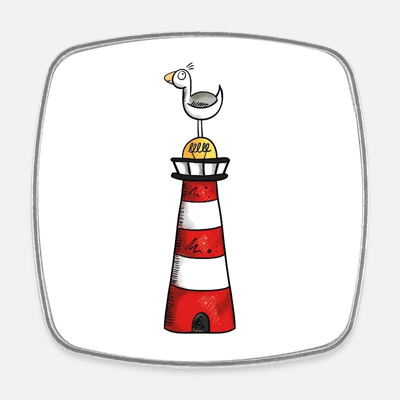 Möwe auf dem Leuchtturm - Nordsee - Geschenk - Viereckiger Kühlschrankmagnet - Weiß