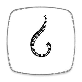 Spirale aiguë des touches de piano - Magnet carré - blanc - Devant