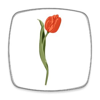 Illustration de tulipe rouge vif - Magnet carré - blanc - Devant