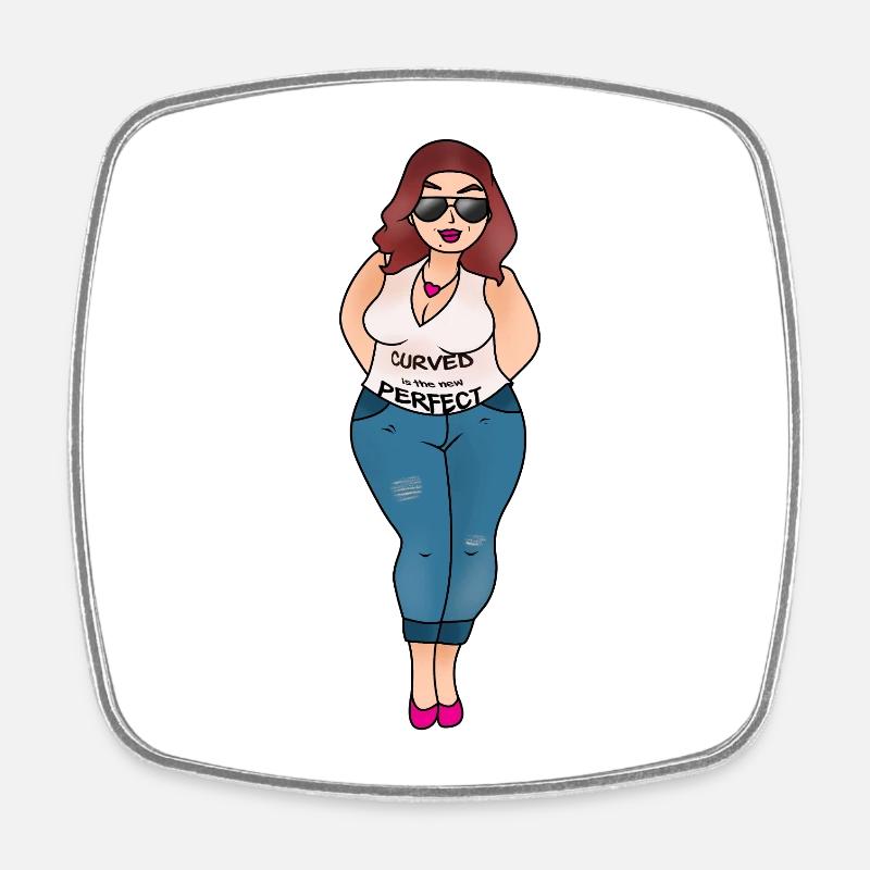 Curve is the new perfect - Square fridge magnet - white