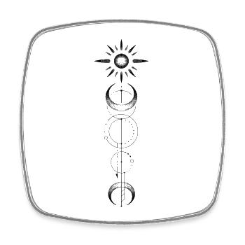 Geometric pattern moon sun - Square fridge magnet - white - Front
