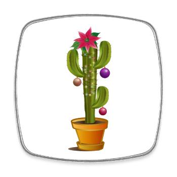 Christmas decorated cactus poinsettia - Square fridge magnet - white - Front