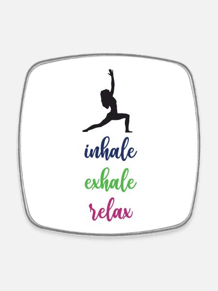 Yoga - Einatmen. Ausatmen. Entspannen. - Viereckiger Kühlschrankmagnet - Weiß