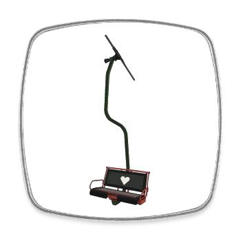Télésiège double - rouge, vert, noir, coeur - Magnet carré - blanc - Devant