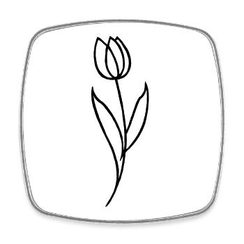 Skizze einer schwarzen Blume - Viereckiger Kühlschrankmagnet - Weiß - Vorne