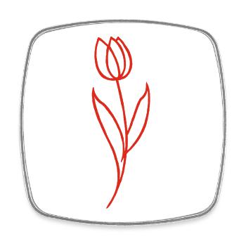 Skizze einer roten Blume - Viereckiger Kühlschrankmagnet - Weiß - Vorne
