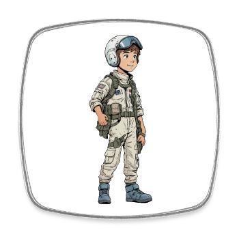 Vintage Comic Fighter Pilot - Square fridge magnet - white - Front