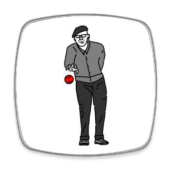 Petanque Player Right-Handed - Square fridge magnet - white - Front