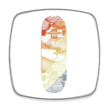 Retro Skateboard Drawing - Square fridge magnet - white - Front