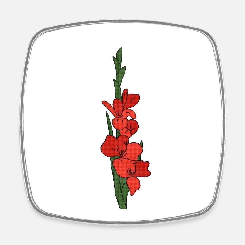 Gladiole - Viereckiger Kühlschrankmagnet - Weiß