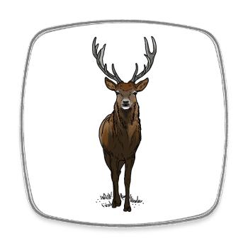 Cerf avec bois - Magnet carré - blanc - Devant