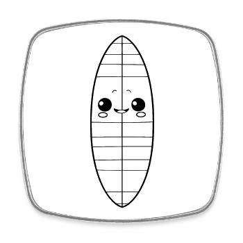 Planche de surf Look bande dessinée - Magnet carré - blanc - Devant