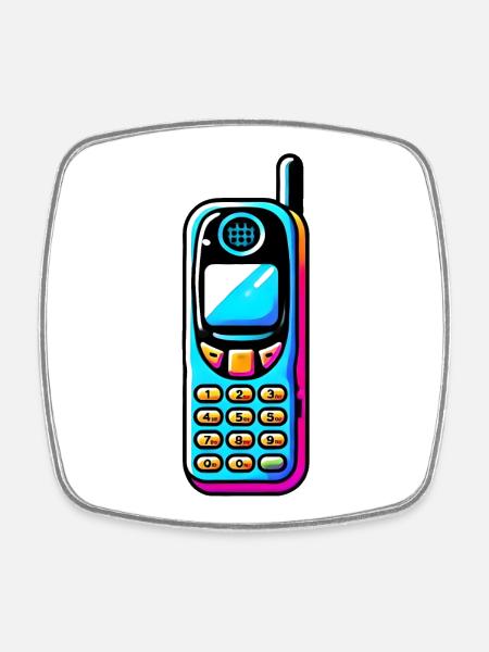 90s Phones - We Had Snake, No Apps - Square fridge magnet - white