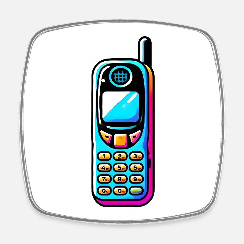 90s Phones - We Had Snake, No Apps - Square fridge magnet - white