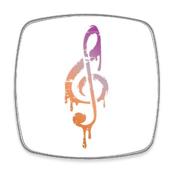 Music clef colour drop - treble clef music - Square fridge magnet - white - Front