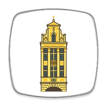 Grande Place II - Square fridge magnet - white - Front
