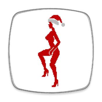 Silhouette mit Weihnachtsmütze - Viereckiger Kühlschrankmagnet - Weiß - Vorne