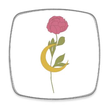 Croissant floral élégant - Magnet carré - blanc - Devant