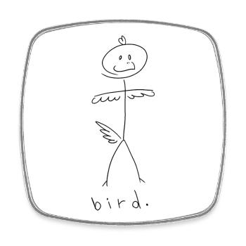Oiseau. (lignes noires) (par Leni Riosa) - Magnet carré - blanc - Devant