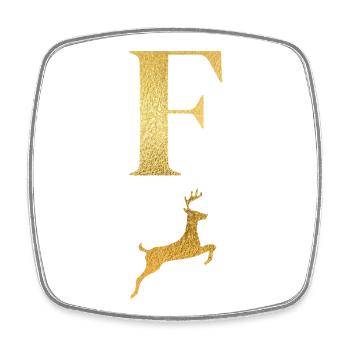 Letter f Golden Deer - Gift Idea - Square fridge magnet - white - Front