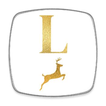 Letter l Golden Deer - Gift Idea - Square fridge magnet - white - Front