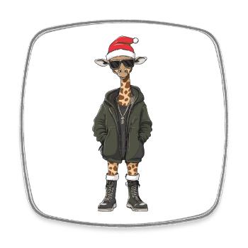 Giraffe Weihnachten Winter - Viereckiger Kühlschrankmagnet - Weiß - Vorne