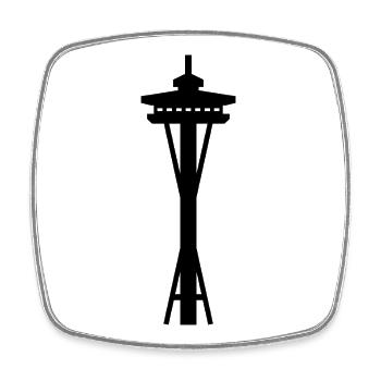 Space needle - Square fridge magnet - white - Front