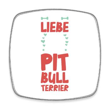 Ich liebe  Bull Terrier - Viereckiger Kühlschrankmagnet - Weiß - Vorne