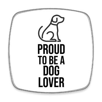 Fier d’être un amoureux des chiens - Icône du dessin minimaliste au trait - Magnet carré - blanc - Devant