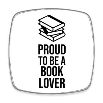 Fier d’être un amoureux des livres - Art au trait minimaliste - Magnet carré - blanc - Devant