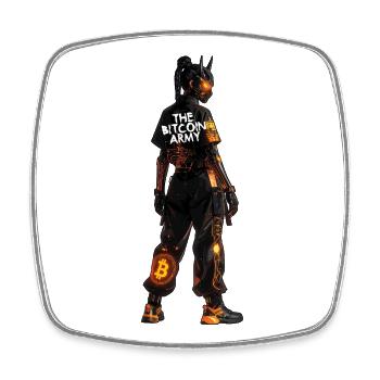 Bitcoin Bazooka - The Bitcoin Army - Samurai 02 - Square fridge magnet - white - Front