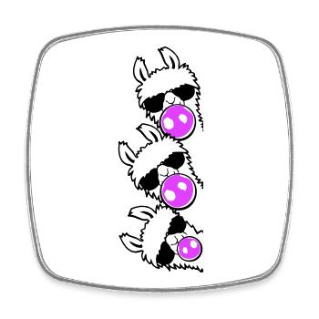 3 Llama Gum Bubbles Page Team Stacked Friends - Square fridge magnet - white - Front