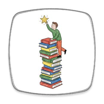 Stern ganz oben in den Büchern - Viereckiger Kühlschrankmagnet - Weiß - Vorne