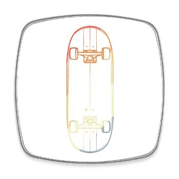 Skateboard Line Drawing - Square fridge magnet - white - Front