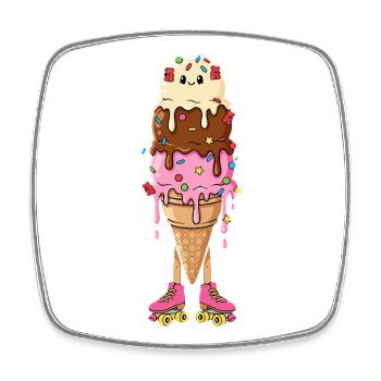 Patins à glace Kawaii rétro - Magnet carré - blanc - Devant
