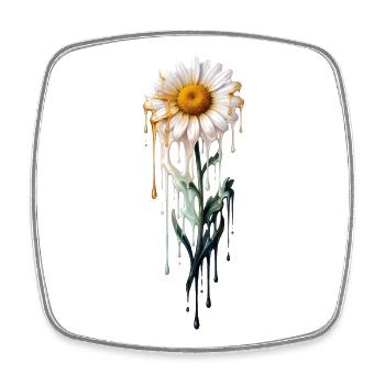 Daisy mit tropfender Farbe - Viereckiger Kühlschrankmagnet - Weiß - Vorne