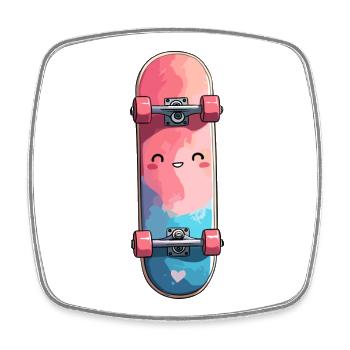 Kuscheliges Wasserfarben-Skateboard - Viereckiger Kühlschrankmagnet - Weiß - Vorne