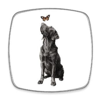 Labrador Illustration mit Schmetterling Hund Labbi - Viereckiger Kühlschrankmagnet - Weiß - Vorne