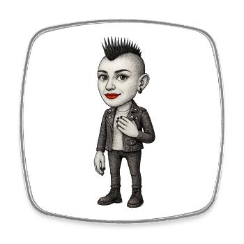 Mohawk Punker - Viereckiger Kühlschrankmagnet - Weiß - Vorne