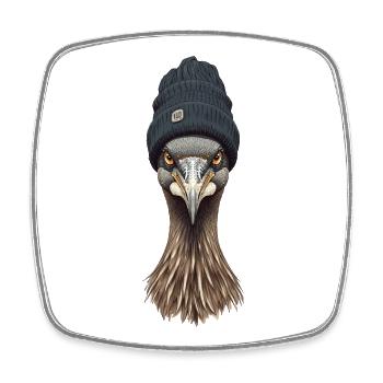 Emu head in cozy cap - Square fridge magnet - white - Front