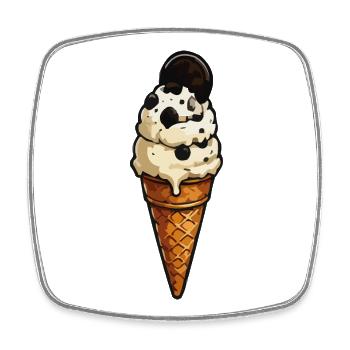 Glace Glace en corne gaufrée - Magnet carré - blanc - Devant