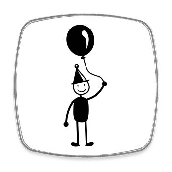 Geburtstag Ballon - Viereckiger Kühlschrankmagnet - Weiß - Vorne