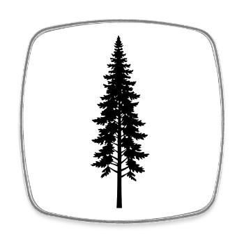 Thin Pine Tree - Square fridge magnet - white - Front