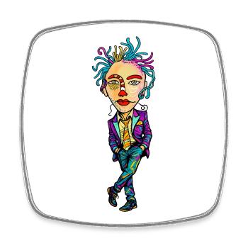Colorful Expressionist Portrait - Square fridge magnet - white - Front