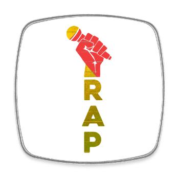 Emblème du micro RAP Fist - Magnet carré - blanc - Devant