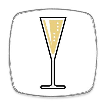 Sektglas (Sekt / Trichter / Zu / 2C) - Viereckiger Kühlschrankmagnet - Weiß - Vorne