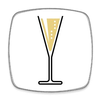 XSektglas (Sekt / Trichter / Offen / 2C) - Viereckiger Kühlschrankmagnet - Weiß - Vorne