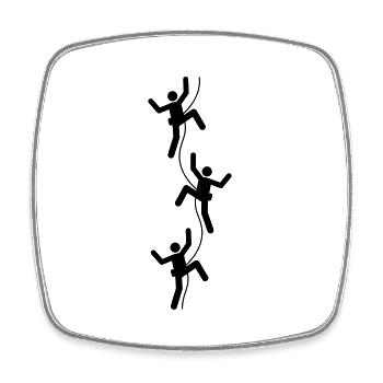 3 friends team crew logo figure symbol mountaineer - Square fridge magnet - white - Front