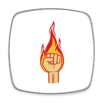 fire flame burning hot fist revolution hand s - Square fridge magnet - white - Front